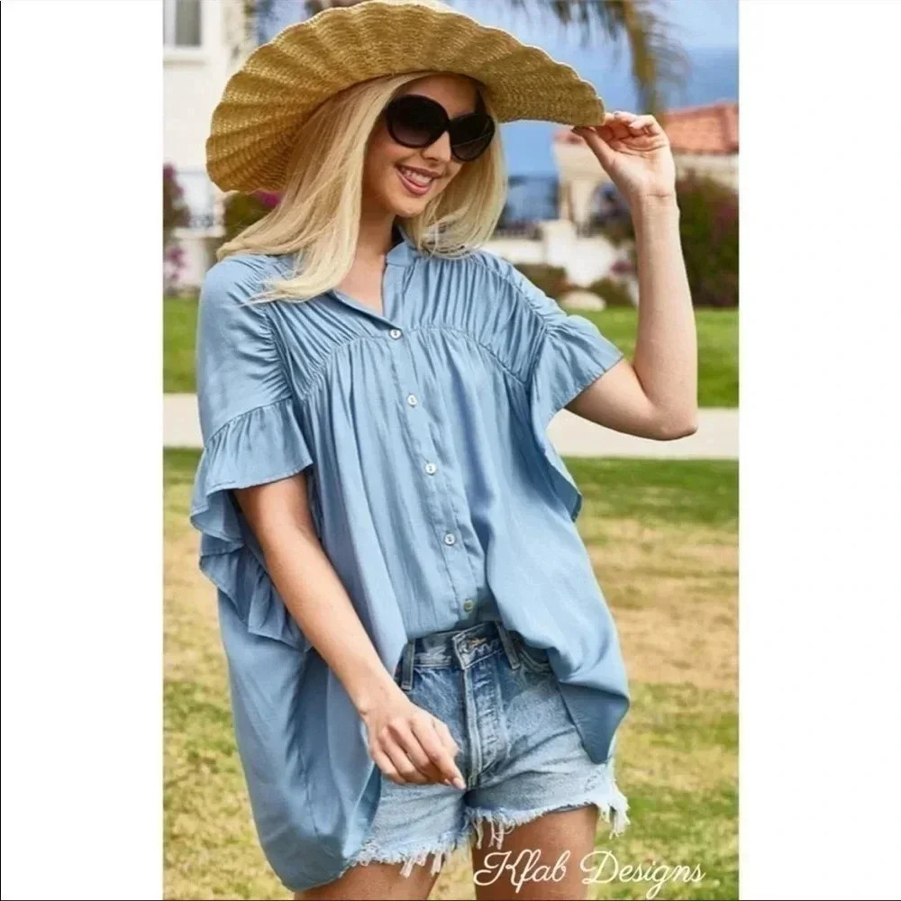 Shirred Tencel Top - Picture 2 of 7